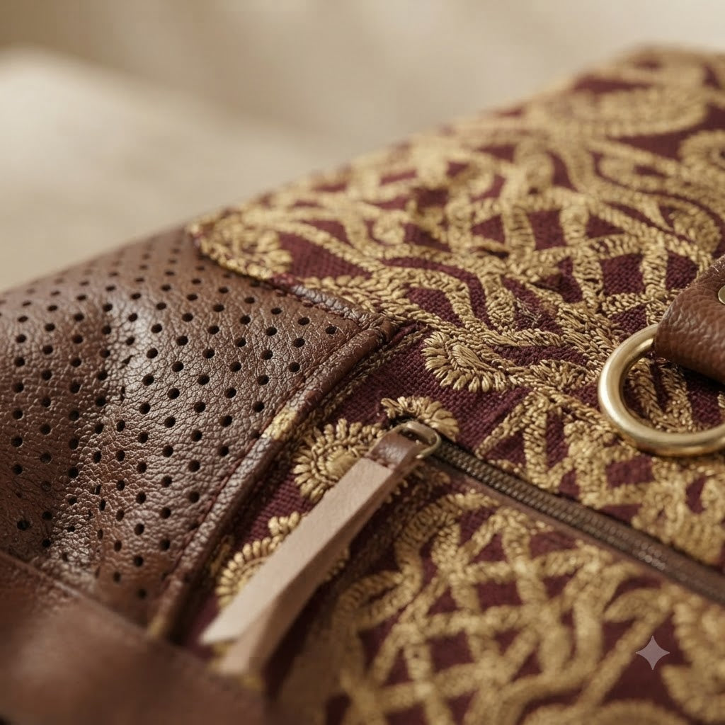 Mehroon Aari Work Shoulder Bag