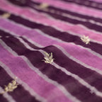 Purple & Wine Lehariya Chiffon Saree with Light Golden Zari Embroidery